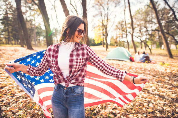 istock Girl with the U.S. flag 1188953028