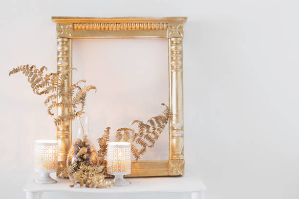 istock interior decor with burning candles on white wooden shelf 1188956157
