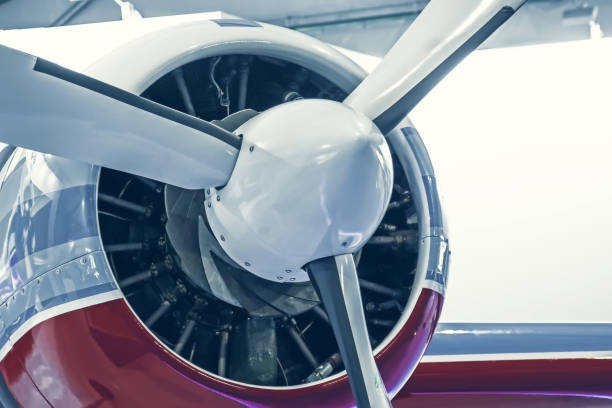 istock Turboprop light engine aircraft, close up view. 1188960036