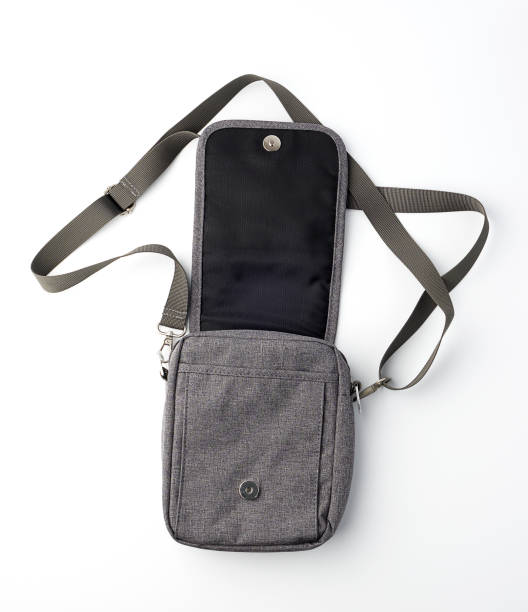 istock open gray textile men's bag with a long strap on a white background 1188961958