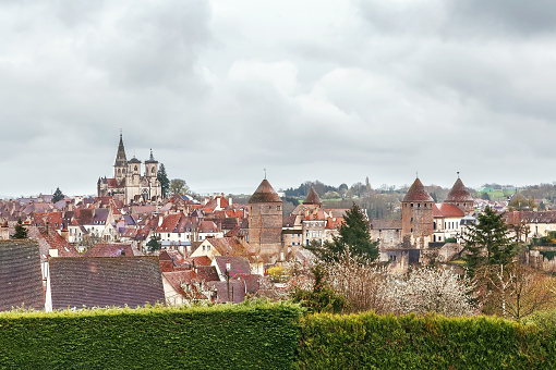 View of the old city of Semur-en-Auxois, France