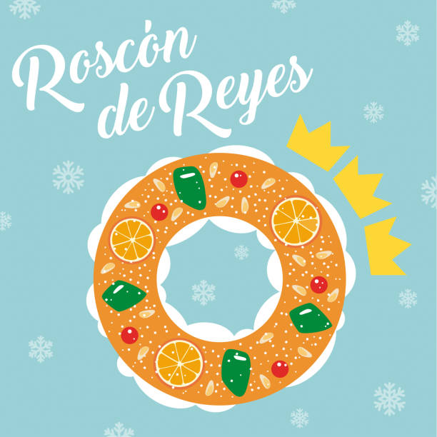illustrations, cliparts, dessins animés et icônes de roscon de reyes (gâteau du roi). pâtisserie traditionnelle espagnole de jour d'épiphanie. - galette des rois