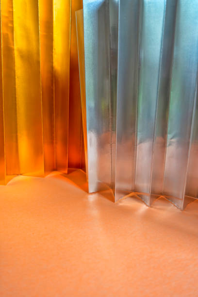 istock Gold and silver metallic paper background with diagonal lines 1188963760