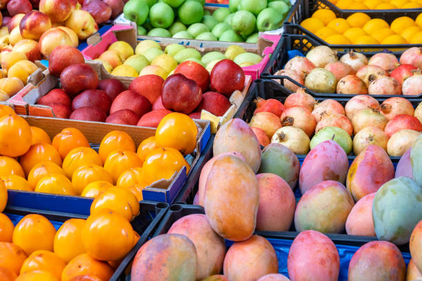 istock Various fruit in a fruit market. food. 1188964874