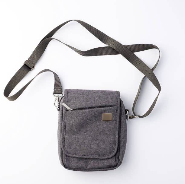 istock gray textile men's bag with a long strap on a white background 1188970540