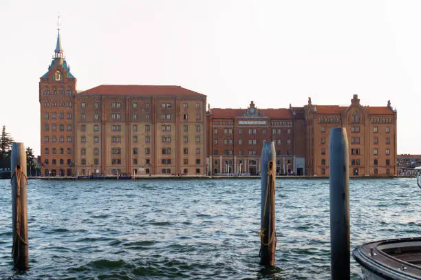 Venice, Italy. Molino Stucky, famous historical neo-gothic building on Giudecca island