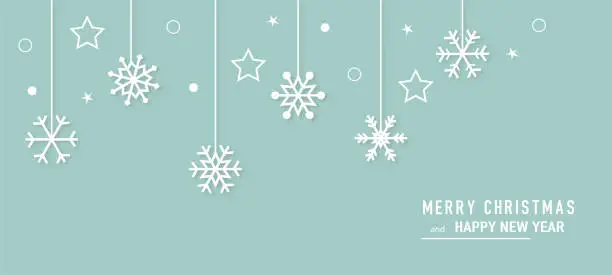 Vector illustration of Christmas card with snowflake border vector. Xmas snow flake pattern. Festive christmas card. Isolated illustration white background.