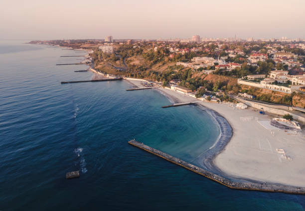 Coastline of Odesa Aerial view of Odesa's coastline, Ukraine"n odessa ukraine stock pictures, royalty-free photos & images
