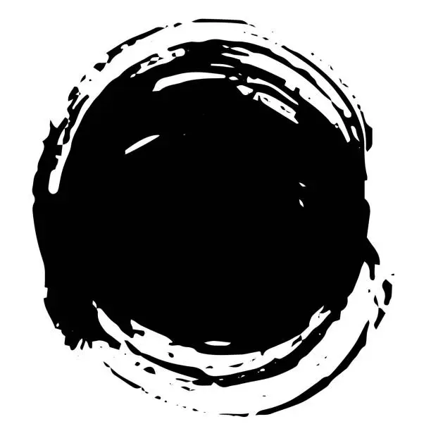 Vector illustration of Vector Abstract black brush circle. Black and white engraved ink art. Isolated ink brush stroke illustration element.