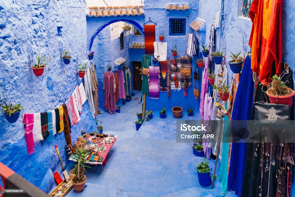 Chefchouen streets Streets and Facades of the blue houses in Chefchaouen, Morocco Chefchaouen Stock Photo