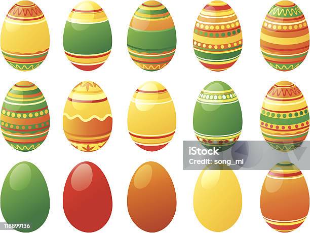 Uova Di Pasqua - Immagini vettoriali stock e altre immagini di Arancione - Arancione, Cibo, Colore verde