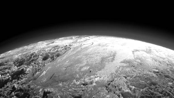 Planet from space, space view of planet in black and white 3d animation