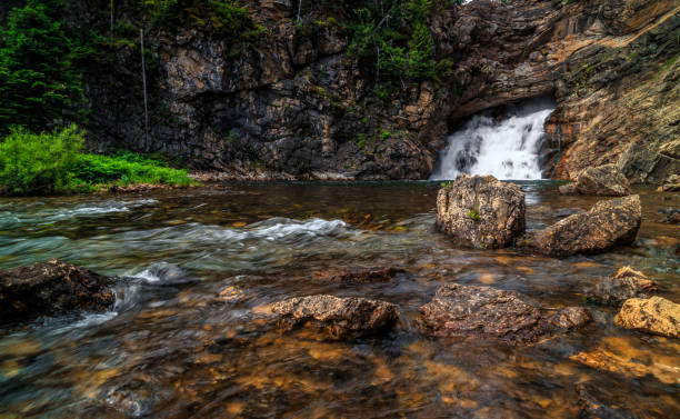 Running Eagle Falls in Glacier National Park