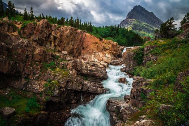 Swiftcurrent Falls at Many Glacier, Glacier National Park Montana