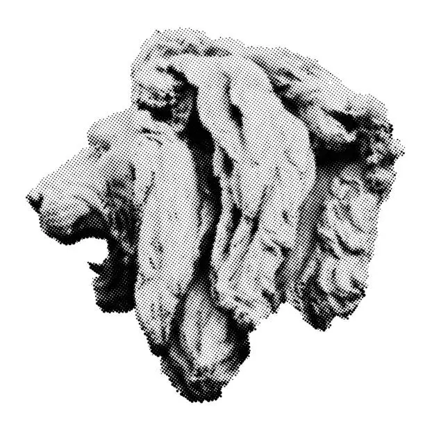 Vector illustration of Vector Halftone Sculpture of Lion head