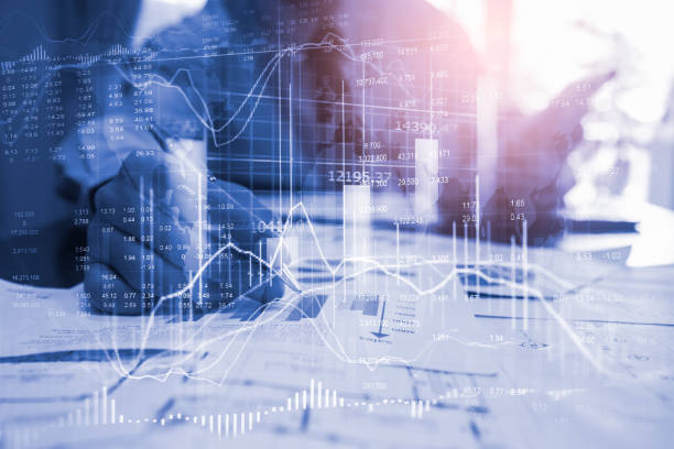 Stock market or forex trading graph and candlestick chart suitable for financial investment concept. Economy trends background for business idea and all art work design. Abstract finance background. gráfico bursátil o de comercio de divisas y gráfico de velas adecuado para el concepto de inversión financiera. antecedentes de tendencias económicas para la idea de negocio y todo el diseño de trabajos de arte. antecedentes financieros abstractos.