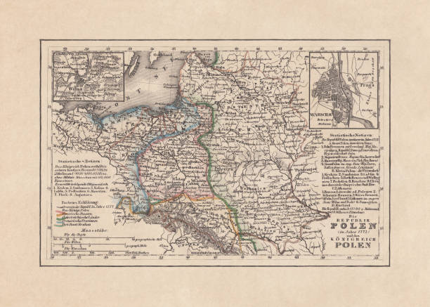 istock Old map of Poland, steel engraving, published in 1857 1189012198