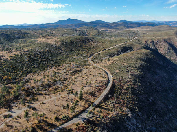 istock Small asphalt road in Laguna Mountains during dry fall season 1189015418