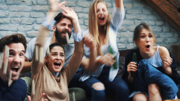 istock Watching football world cup with friends 1189015754