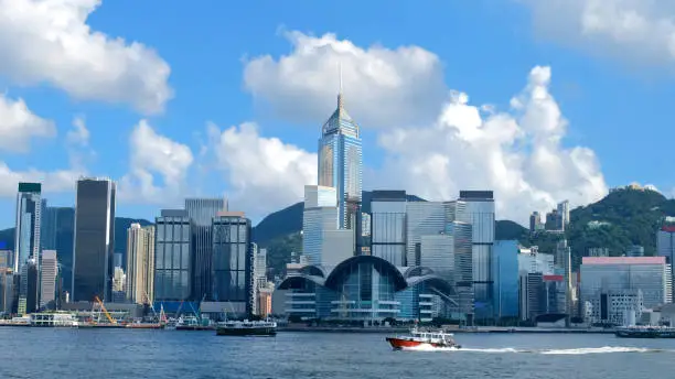 Photo of Hong Kong Skyline and Victoria Harbor.