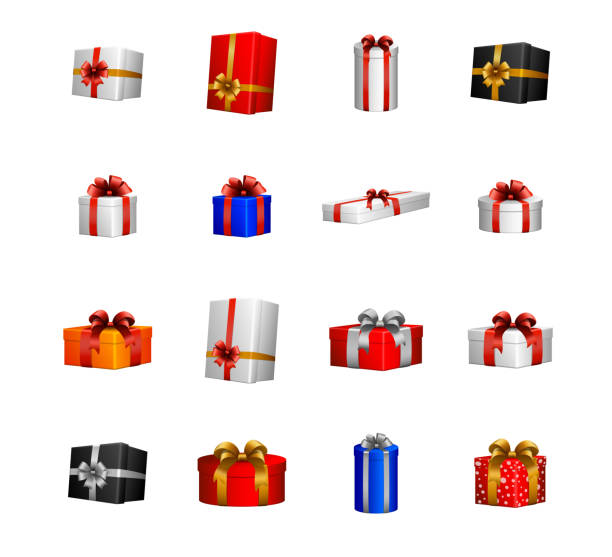 istock Set of colorful gift boxes with bows and ribbons 1189016691