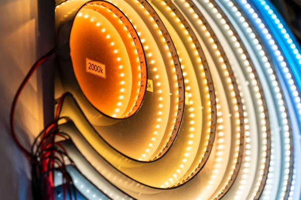 istock multicolored city led lights beams in motion 1189022612
