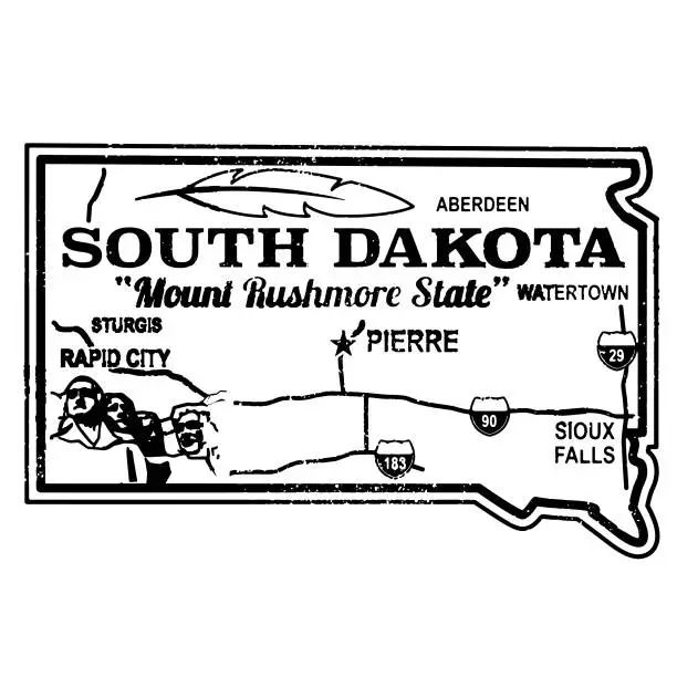 Vector illustration of Retro South Dakota Travel Stamp