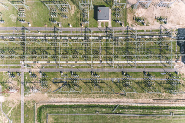 High voltage power substation in southwest Poland.