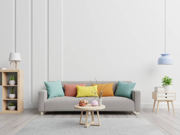 istock Empty living room with sofa in simple living room interior. 1189026143