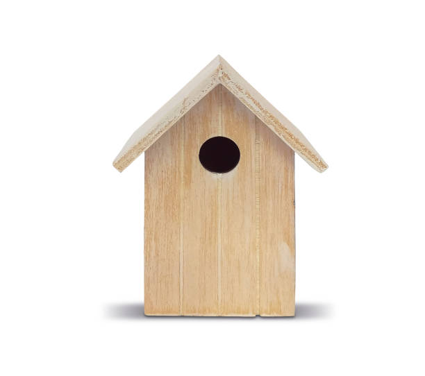 ornement. image avant. élégante maison d'oiseaux en bois naturel.  handmade - birdhouse birds nest animal nest house photos et images de collection