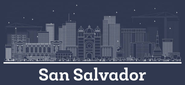 Outline San Salvador City Skyline with White Buildings. Outline San Salvador City Skyline with White Buildings. Vector Illustration. Business Travel and Concept with Historic Architecture. San Salvador Cityscape with Landmarks. el salvador landmarks stock illustrations