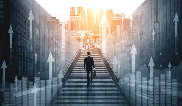 istock Double Exposure Image of Business Profit Growth 1189051597