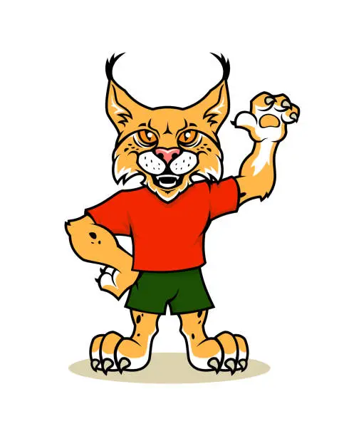 Vector illustration of Lynx, bobcat cartoon mascot character
