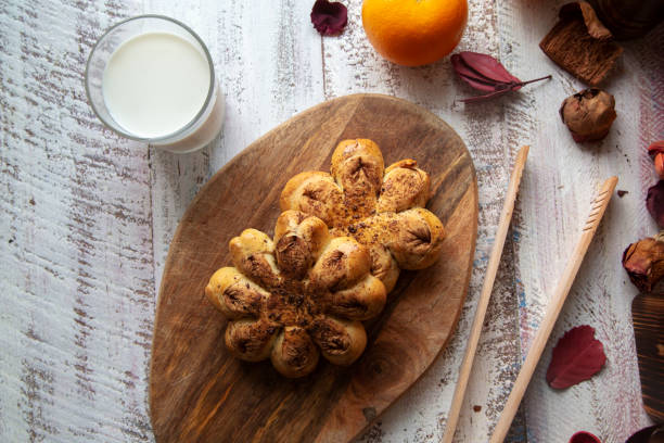 homemade cinnamon floral shape bread
