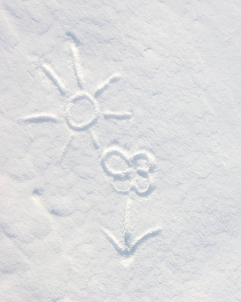 Drawing in snow stock photo