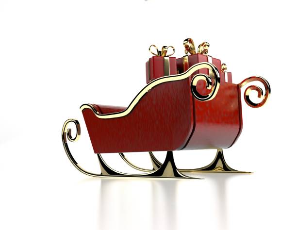 istock Christmas sliegh,sled with gifts,3d render. 1189065258