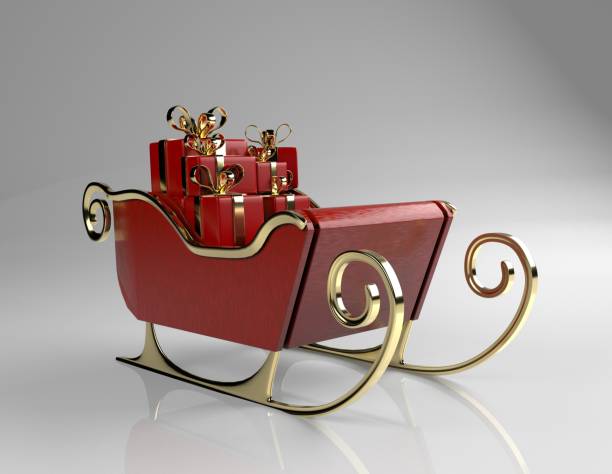 istock Christmas sliegh,sled with gifts,3d render. 1189065344