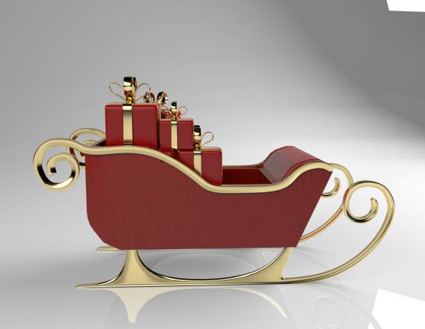 istock Christmas sliegh,sled with gifts,3d render. 1189065452