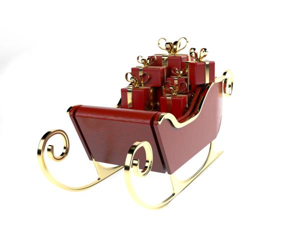 istock Christmas sliegh,sled with gifts,3d render. 1189065466