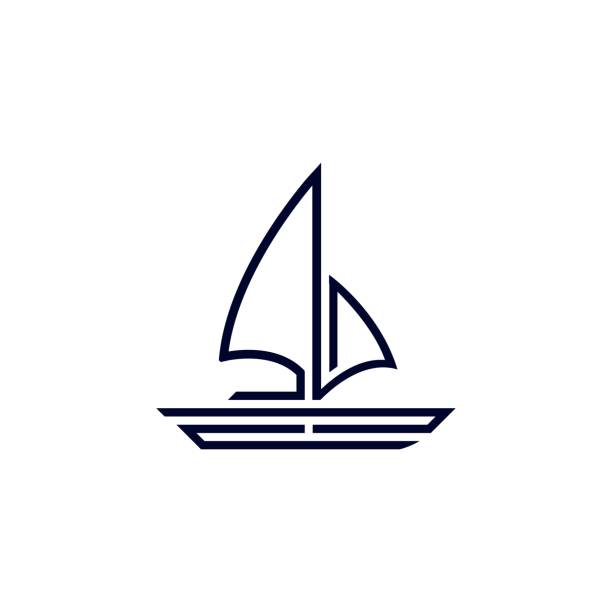 항해 선박 디자인 개념 일러스트 벡터 템플릿 - sailboat sign nautical vessel shape stock illustrations
