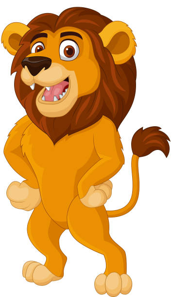 Cartoon lion posing on white background Vector illustration of Cartoon lion posing on white background hand lion stock illustrations