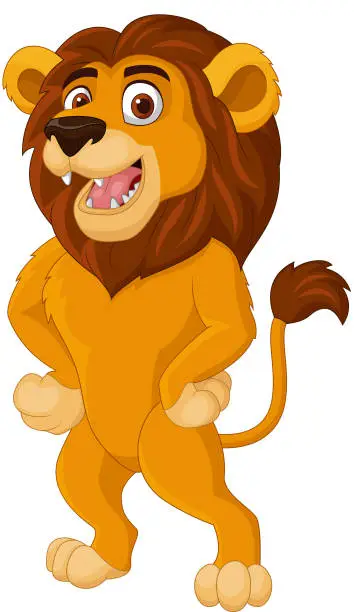 Vector illustration of Cartoon lion posing on white background