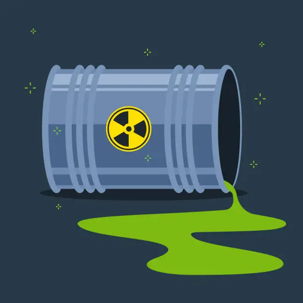 Vector illustration of Radioactive substance spilled on the floor