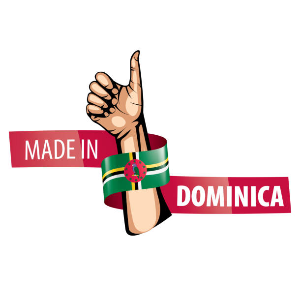 Dominica flag, vector illustration on a white background Dominica national flag, vector illustration on a white background made in Dominica stock illustrations
