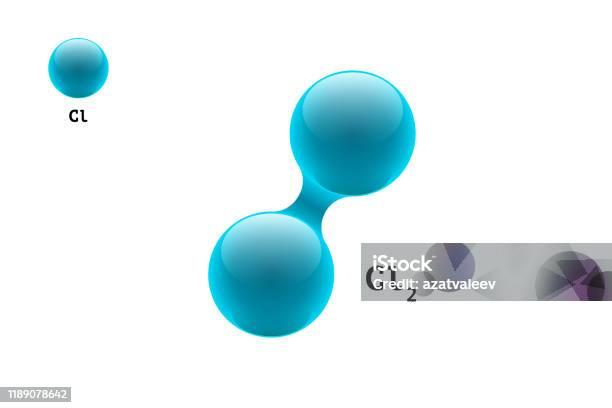 Ilustración de Modelo Químico Molécula Diatómica Cloro Cl2 Fórmula De Elemento Científico Partículas Integradas Estructura Molecular 3d De Gas Inorgánico Dos Esferas Vectoriales De Combinación De Átomos De Volumen y más Vectores Libres de Derechos de Molécula