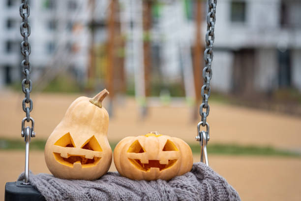 istock Jack o lanterns Halloween pumpkin face 1189078788