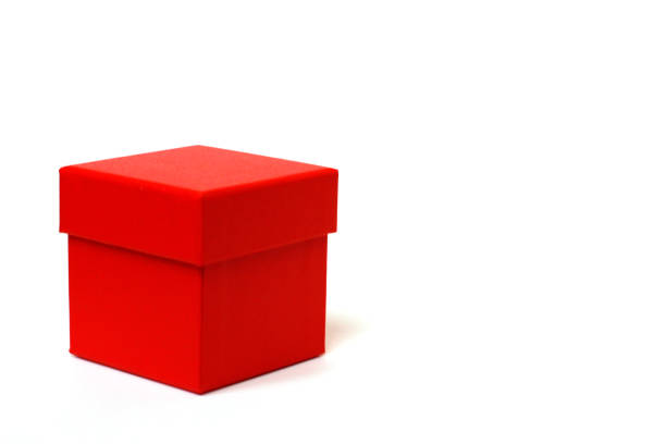 istock Red gift box with a lid on a white background. 1189078868