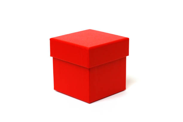 istock Red gift box with a lid on a white background. 1189078893