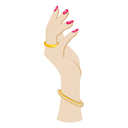 Lady's Hand with Bangle and Ring - Cartoon Vector Image