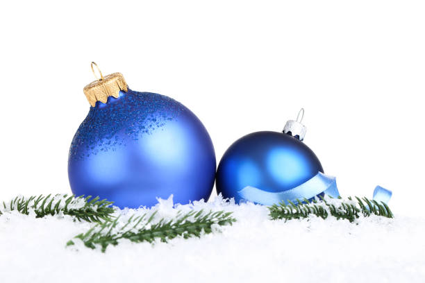 istock Christmas baubles with fir tree branches on white background 1189082082